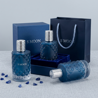 Prix d'usine, flacon de parfum rond rose 100 ml pour femmes, flacon de parfum de luxe noir personnalisé 100 ml avec emballage en boîte