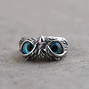 Owl <b>Ring</b> Blue Eyes <b>Adjustable</b> Opening Metal Animal Shape Jewelry Gift For Couple Fashion <b>Rings</b> - Product Image 2
