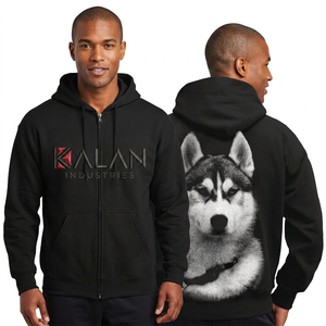 KFH26 Men's 100% Cotton Pullover Hoodie with Custom Logo Print <b>Dog</b> Sweatshirt Plus Size Options for Winter - Product Image 1