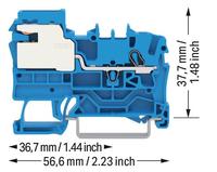 WAGO 2002-7114 Bornier de déconnexion N à 1 conducteur 2,5 mm² à insertion rapide, bornes à pince 2,50 mm², bleu, 250 V, 24 A, montage sur rail DIN-35