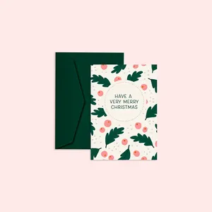 Vente en gros Papier professionnel personnalisé Joyeux Noël Voeux Cartes-cadeaux avec enveloppe