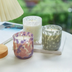 Portavelas Decorativo <span class=keywords><strong>de</strong></span> Vidrio Soplado <span class=keywords><strong>con</strong></span> Diseño <span class=keywords><strong>de</strong></span> Leopardo Rosa y Morado, para Velas Aromáticas, Decoración del Hogar - Product Image 1