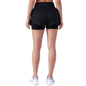 Shorts de tennis amples taille haute 2-en-1 pour femmes, écologiques, séchage rapide, respirants, anti-plis, tissés, avec poche téléphone – Vente en gros - Product Image 6