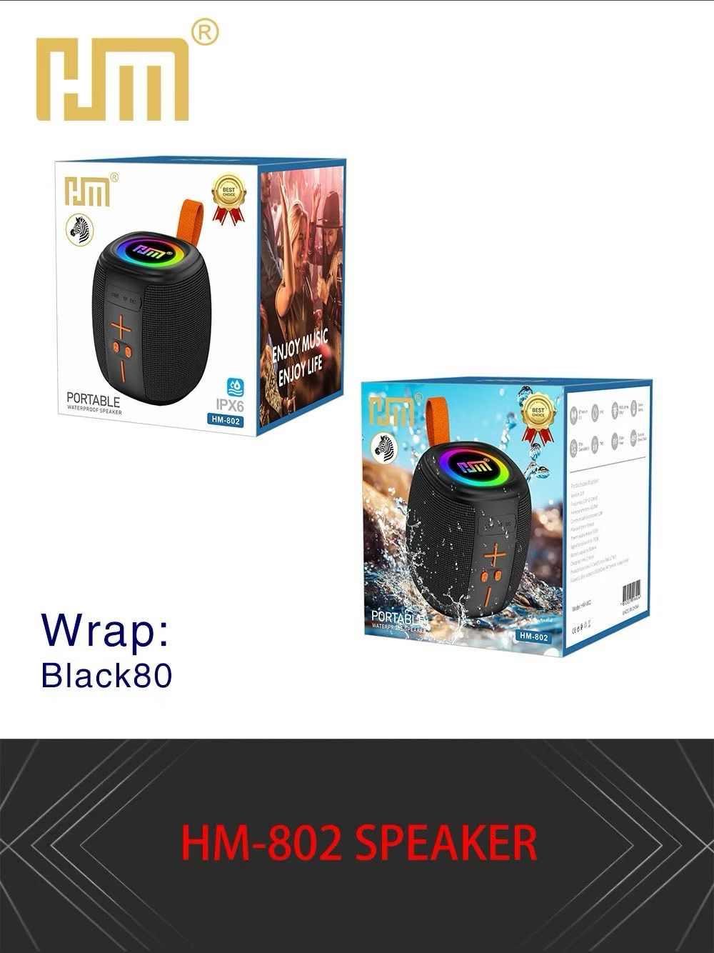HM-802 Portable Bluetooth Speaker - IPX6 Outdoor Mini Speaker