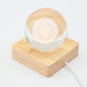 Wooden LED Light Base 25mm Aperture Warm White Light Home Decor <b>Night</b> Light <b>Stand</b> Crystal Holder - Product Image 2