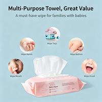 Lingettes humides pour bébé Naive Beibi, 80 pièces, avec couvercle rabattable, lingettes nettoyantes pour les mains et la bouche à base d'eau, tissu non tissé épaissi, doux