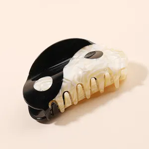 Mi Dairy Factory supplier high quality big size acetate hair claw clips two colors combined with Tai Chi design 220265