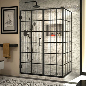 Portes de douche classiques, encadrées en noir, coupe forte à usage domestique, 1 pièce - Product Image 1
