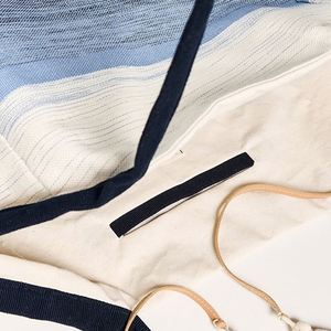 Custom Logo Embroidery Ombre Stripe Cotton Canvas Tote <b>Bag</b> Durable Portable Travel <b>Beach</b> Shoulder <b>Bag</b> <b>Women</b> Autumn Spring Summer - Product Image 3