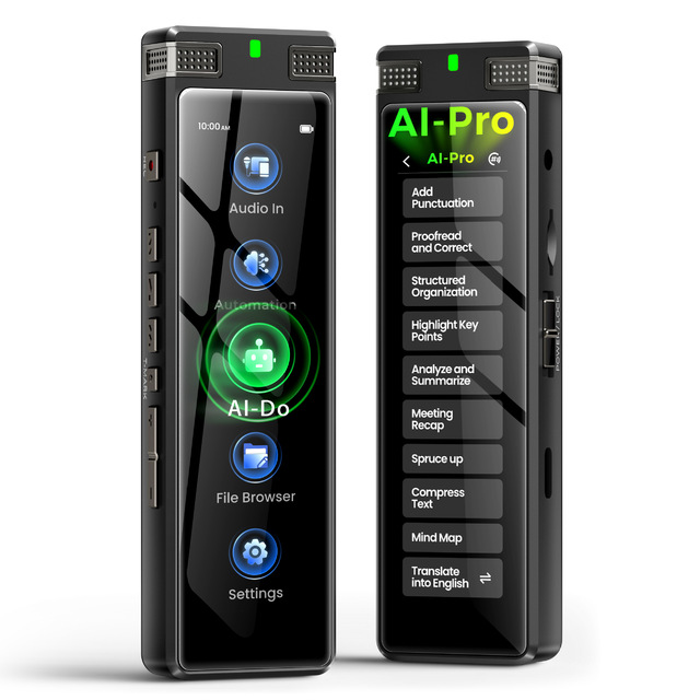 Intelligent AI Voice Recorder SR1 Multilingual Professional MP3 Recorder with USB GPT Voice-to-text Meeting Minutes & Summary
