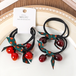 2件2卡片式甜樱桃发带高弹力发条韩版水果发饰 - Product Image 5