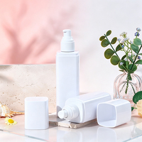 Bouteilles carrées en PET de 150/200/250 ml avec pompe à lotion pour lotion, tonique et sérum - Contenant vide