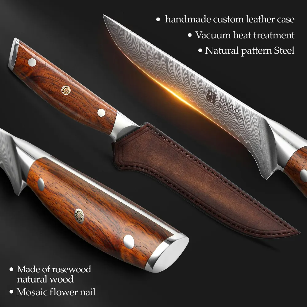 67 Layers Damascus Carbon Steel Daily Kitchen Cut Usage Rosewood Handle 6 Inch Sharp Kitchen Boning Knife