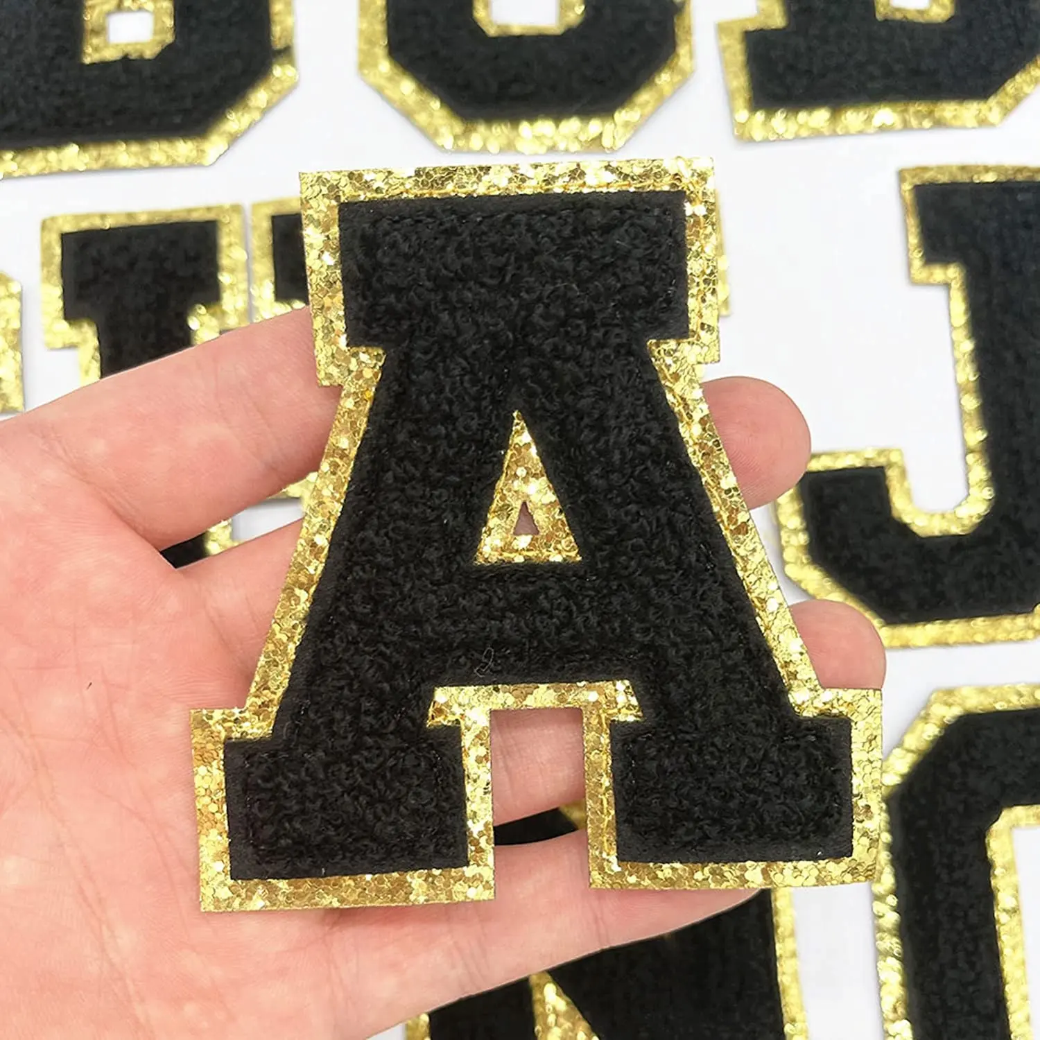 Diy 26 Alfabet Aangepast U Kleuren En Grootte Chenille Borduurwerk Patch Glitter Letters Strijken Op Patch