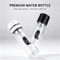 Bouteille d'eau en verre borosilicate à double paroi 300 ml, ouverture à un clic, infuseur à thé anti-fuite, tasse portable