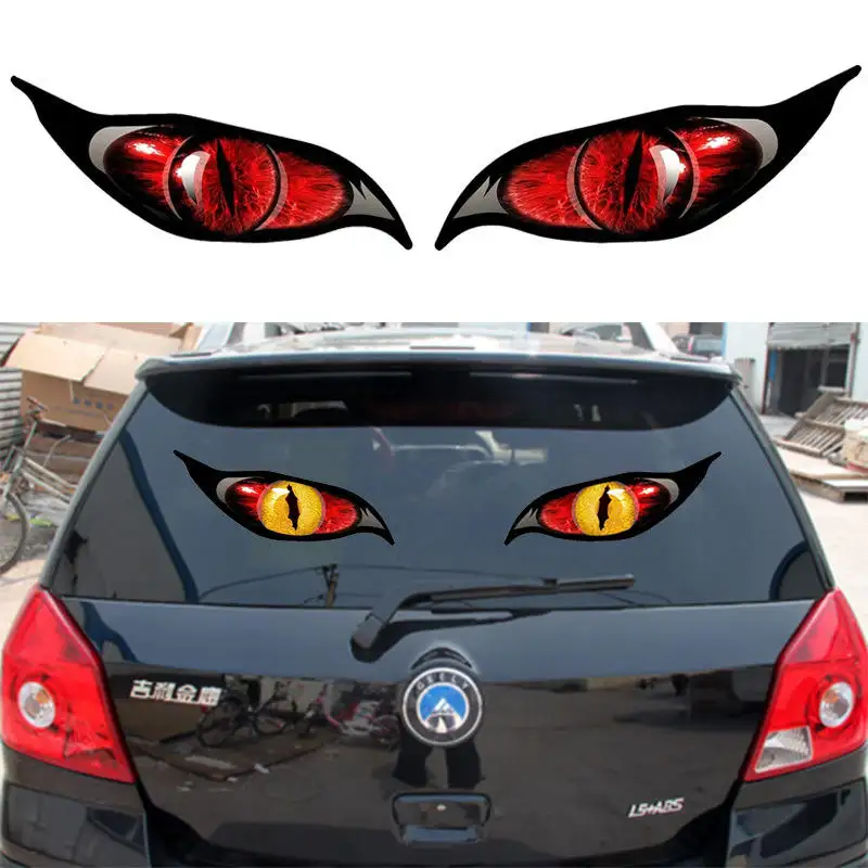 Red Evil Eye Car Sticker Rear Gear Glass Eye Sticker Car Window Bumper Trunk Scratch Sticker
