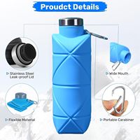 Platine Silicone Diamant Pliant Tasse Poche Portable Bouteille D'eau Sports De Plein Air Pliant Bouteille D'eau