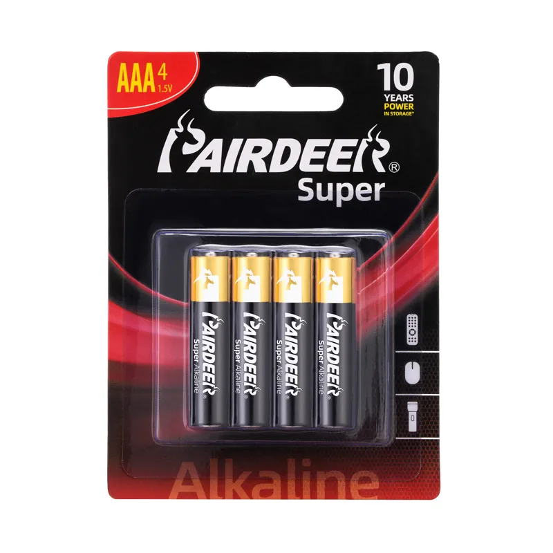 Parirdeer 1.5v aaa am4 lr03 aaa bateria seca alcalina de zinco super n ° 7 para tochas