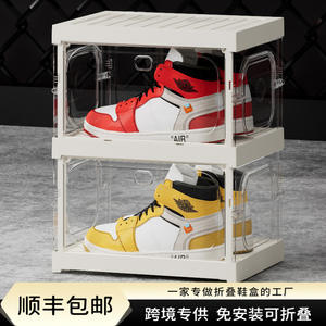 Transparent Shoe <b>Box</b> With Side Opening Foldable Stackable Storage Organizer For Bedroom Living Room Sneaker Cabinet <b>Pet</b> - Product Image 2