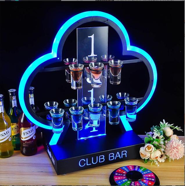 Rechargeable Poker Heart 16 Cups LED Shot Glass Holder for Bar Night Club VIP Service Customize logo Shot Glass Display Stand