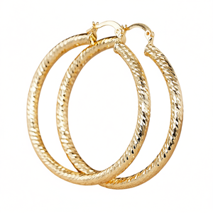 Orecchini a Cerchio Dorati E4410 in Lega di Zinco, Stile Classico, Gioielli Unisex alla Moda - Product Image 1