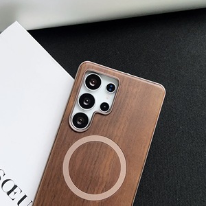 <span class=keywords><strong>Cadre</strong></span> de pare-chocs en métal magnétique à pression élastique + étui arrière de téléphone en <span class=keywords><strong>bois</strong></span> véritable pour <span class=keywords><strong>Samsung</strong></span> Galaxy S25 S24 S23 Ultra - Product Image 4