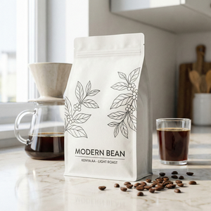 Sac à café avec valve et fermeture éclair, imprimé sur mesure en usine, fond plat, 250g 1kg, compostable, biodégradable - Product Image 1