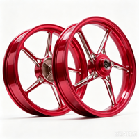 Pièces de modification de moto, jantes en alliage coulé à 5 branches rouges, ensemble de roues avant et arrière