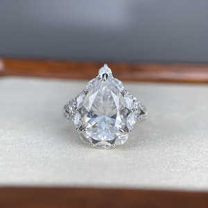 Anillo de Moissanita en Forma de Pera de 6CT para Mujer, Plata de Ley S925, 10x14mm, Forma de Lágrima, Estilo Europeo y Estadounidense - Product Image 3
