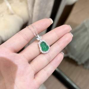 Collar con Colgante de Plata de Ley S925, Nuevo Jade Azul Natural Chino en Forma de Calabaza con Diamantes, Material Peligroso Fulu - Product Image 5