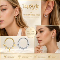 Anneau articulé délicat en titane G23 ASTM F136 avec accent de pointe en zircon cubique rond pour piercing de septum, hélix et cartilage