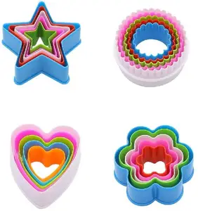 Cookie cutter sets of 20 pieces, food-grade plastic cookie molds, colorful design cartoon baking molds for cakes and cookies