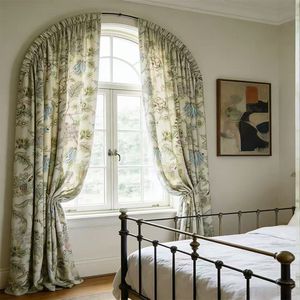 Rideaux Jacquard Floraux Personnalisés en Gros, Rideaux à Texture Lin, Traitements de Fenêtre Courbés, Textile de Maison Botanique Vintage - Product Image 1