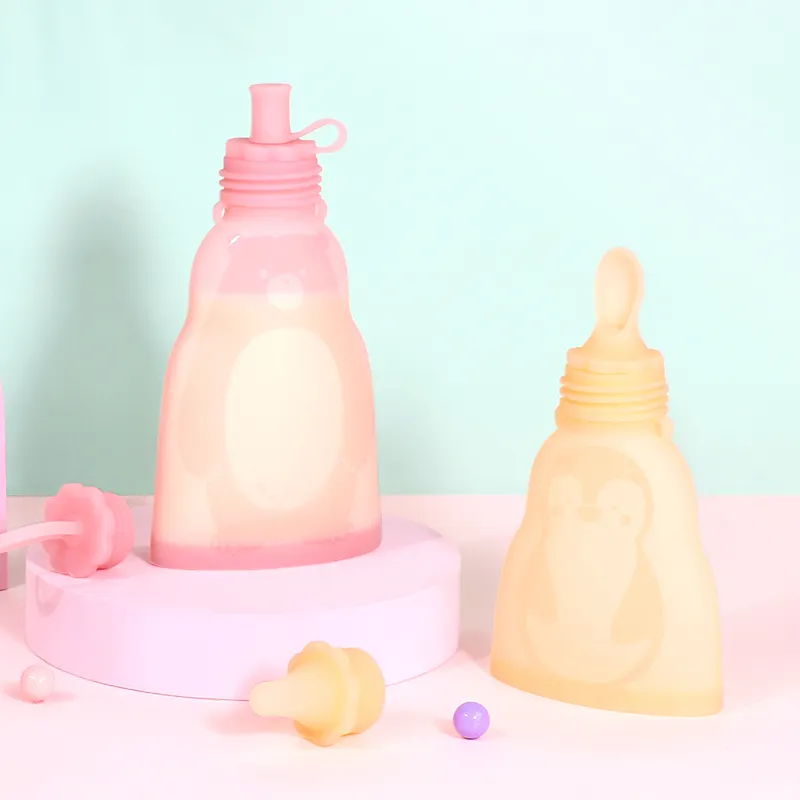 תיק סיליקון ואקום לשימוש חוזר חלב אם שקית מגניב 2023 חדש bpa חינם 1-2 שנים בקבוק תינוק קטן