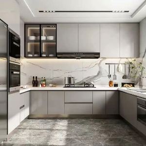 Armoires de cuisine modernes haut de gamme personnalisées, évier, robinet, glissières de tiroirs, accessoires pour la personnalisation de toute la maison, rangement pour couverts - Product Image 1