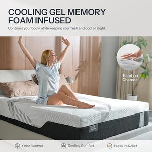 Matelas hybride 12 pouces taille double fermeté moyenne à ressorts ensachés zonés <span class=keywords><strong>pour</strong></span> le mal de dos, avec mousse à mémoire de forme au <span class=keywords><strong>charbon</strong></span> de bambou et lyocell rafraîchissant - Product Image 4