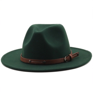 Nouveau <span class=keywords><strong>Chapeau</strong></span> <span class=keywords><strong>Fedora</strong></span> Rétro pour <span class=keywords><strong>Homme</strong></span> en Feutre de Laine avec Boucle de Ceinture en Cuir et Rivets, Accessoire de Décoration, <span class=keywords><strong>Chapeau</strong></span> de Jazz - Product Image 2