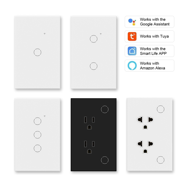 High Quality New Design Brass Light Tuya Touch Wall Socket Power Outlet Home Zigbee Wifi Tomada Inteligente Smart Switch