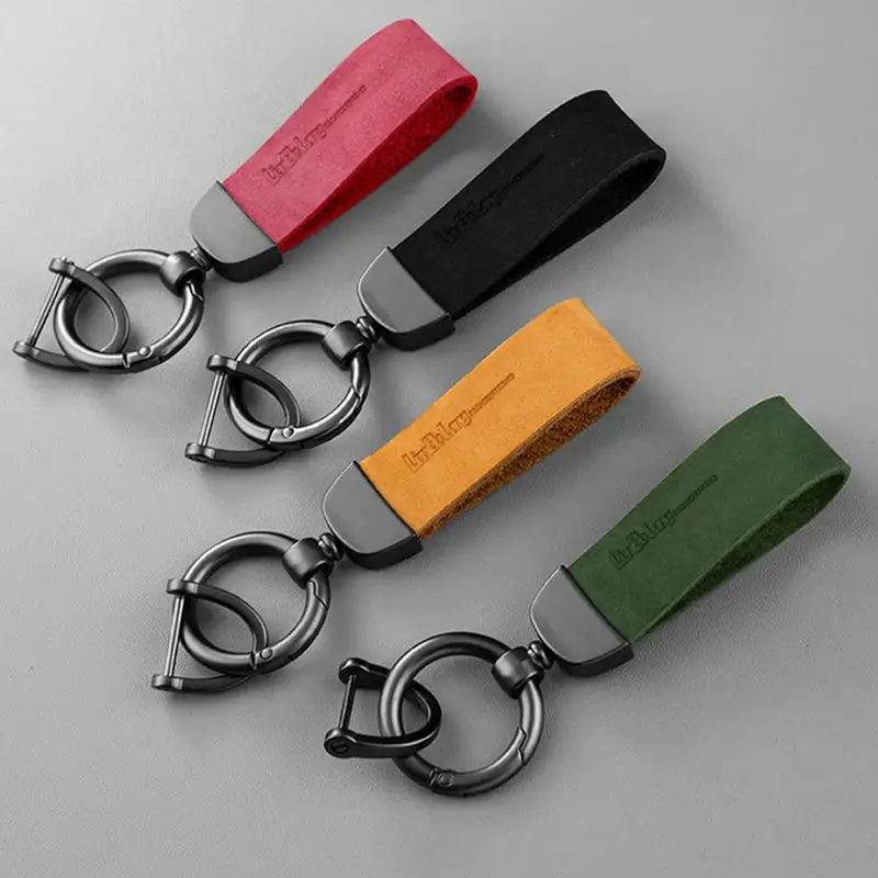 High Quality Colorful Blank Keychain PU Key Ring Customizable Pu Leather car Key Chain