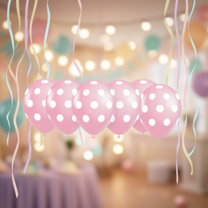 Party Love Pink Polka Dot Latex <b>Balloons</b> 12 Pcs For Birthday Parties Kids <b>Decorations</b> - Product Image 3