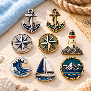 Badges et épingles nautiques personnalisés en métal, laiton antique, argent, émail 3D en relief, vente en gros OEM ODM - Product Image 1