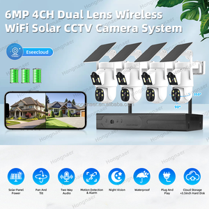 Hongnaer 6MP 4CH 2 Lens güneş enerjili gözetim güvenlik kamerası sistemi kiti Eseecloud WiFi açık kablosuz NVR güvenlik kamera sistemi - Product Image 2