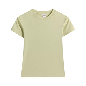 2025 Trendy Crop Tee Haut à col rond extensible pour femme avec coupe ajustée et structure d'épaule - Product Image 1