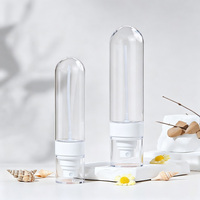 Bouteille de voyage en plastique PETG personnalisée 60/80/100 ml avec pulvérisateur à brume fine inversé, pompe portable et fond épaissi
