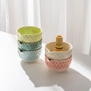 Gift for Coffee Shop and Home Kitchen Trendy Green Ombre Set With Bamboo Accessories Ceramic Matcha Bowl Whisk Kit - Product Image 3