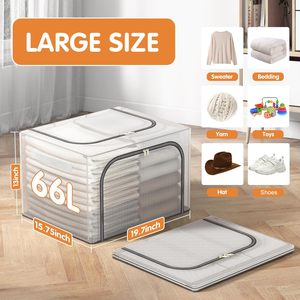 Caja de almacenamiento de tela plegable, organizador de almacenamiento de tela de viaje apilable bonita para ropa - Product Image 2