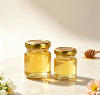 Stoples Madu Kaca Mini dengan Tutup Emas, Stoples Kaca Kecil Kosong untuk Madu, Selai, Suvenir Pernikahan, Penyimpanan Makanan