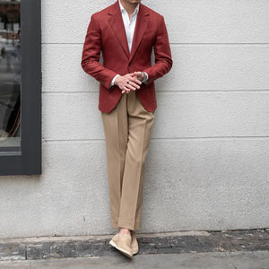 <span class=keywords><strong>Veste</strong></span> <span class=keywords><strong>de</strong></span> <span class=keywords><strong>Costume</strong></span> <span class=keywords><strong>Homme</strong></span> Slim <span class=keywords><strong>en</strong></span> <span class=keywords><strong>Lin</strong></span> Pur Personnalisée Fashion City, Revers Plat, Simple Boutonnage, Décontractée - Product Image 5