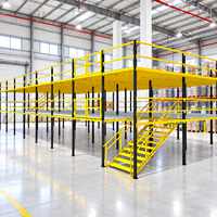 Système de rayonnage à longue portée pour mezzanines en structure acier, idéal pour les ateliers industriels