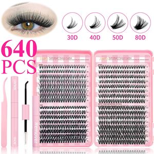 Pestañas postizas individuales Jmq en racimo 30D 40D 50D rizadas y gruesas con pegamento y pinzas para maquillaje de ojos - Product Image 2